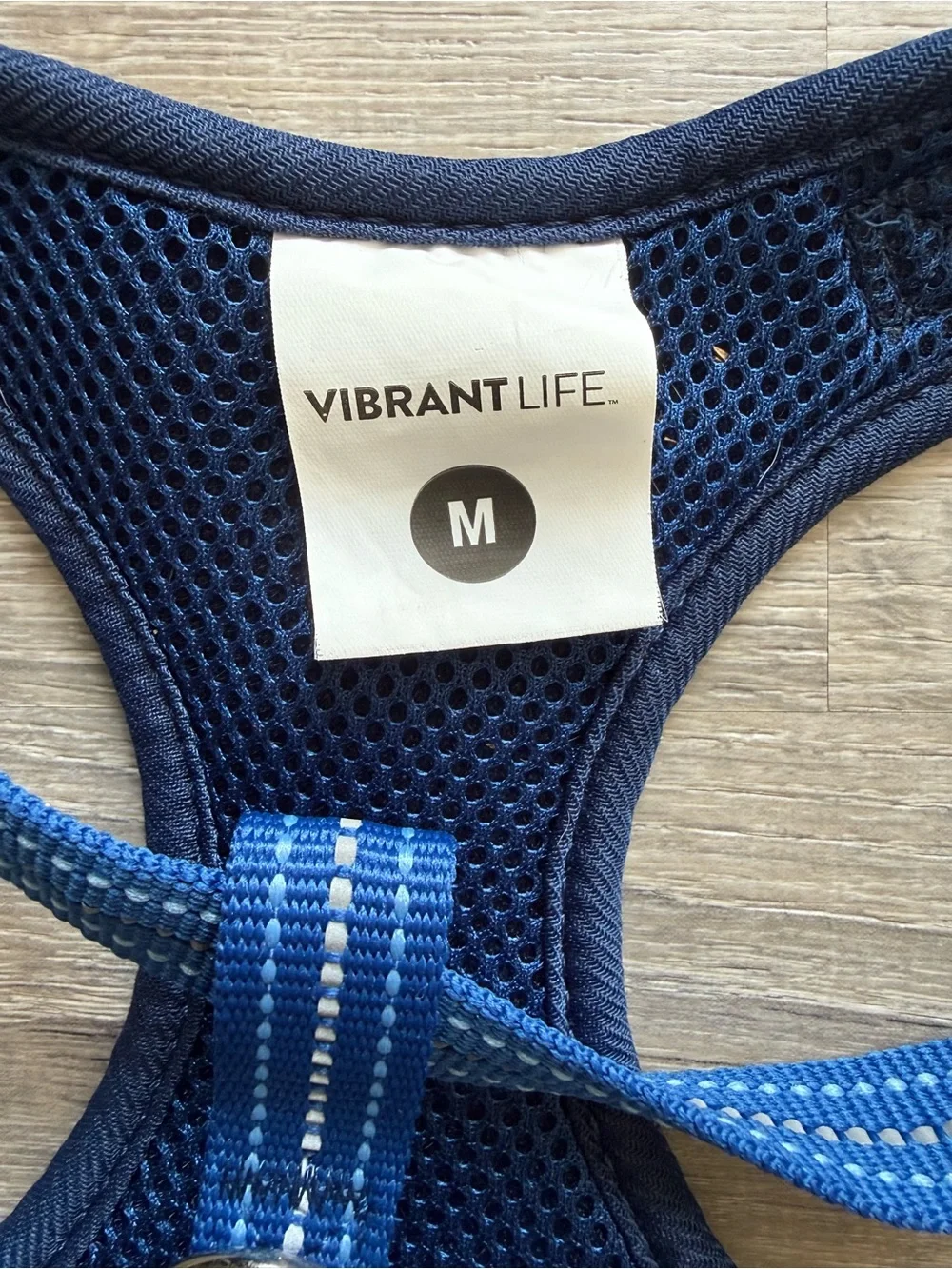 Vibrant Life Flex Knit Medium Dog Harness Soft Adjustable Navy Bright Blue EUC